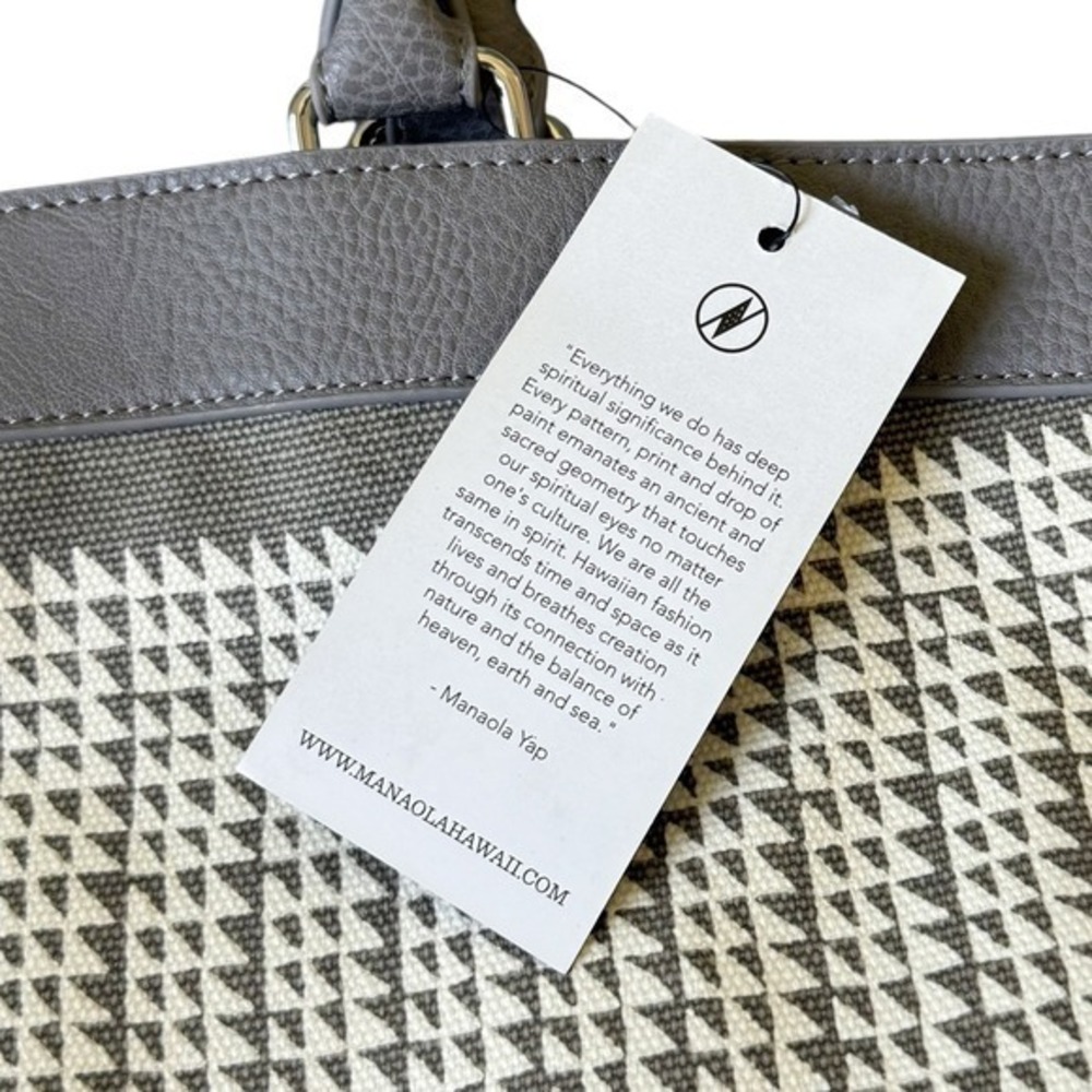 NWT Manaola Hawaii Tote Bag Handbag Gray Stone NIHO KŪ Geometric Print Large Bag - Picture 3 of 6